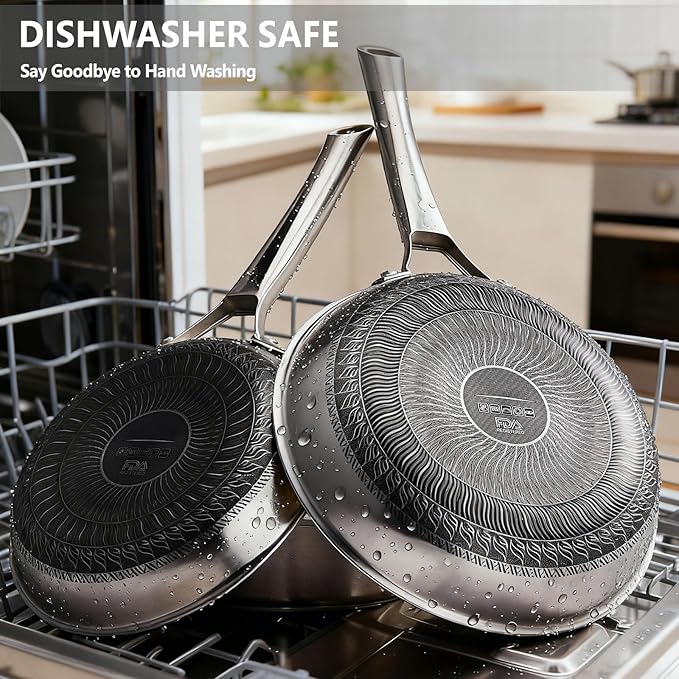 Bonnlo 11 Pieces Cookware Set 3-Ply Stainless Steel Pots and Pans Set with Lids Non-Toxic Kitchen Set Oven &amp Dishwasher Safe Induction Cooking Set PFOA &amp PTFE Free