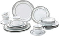 Lorren Home Trends Victoria-24 24 Piece Victoria Design Porcelain Wavy Edge Dinnerware Set White