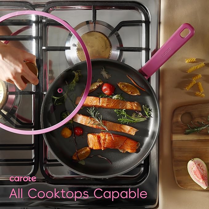 CAROTE Non Stick Pots and Pans Set Cookware Sets Nonstick Kitchen Cooking Set with Stay-Cool Handleswith Silicone Tools and Pot Protectors16 Piece