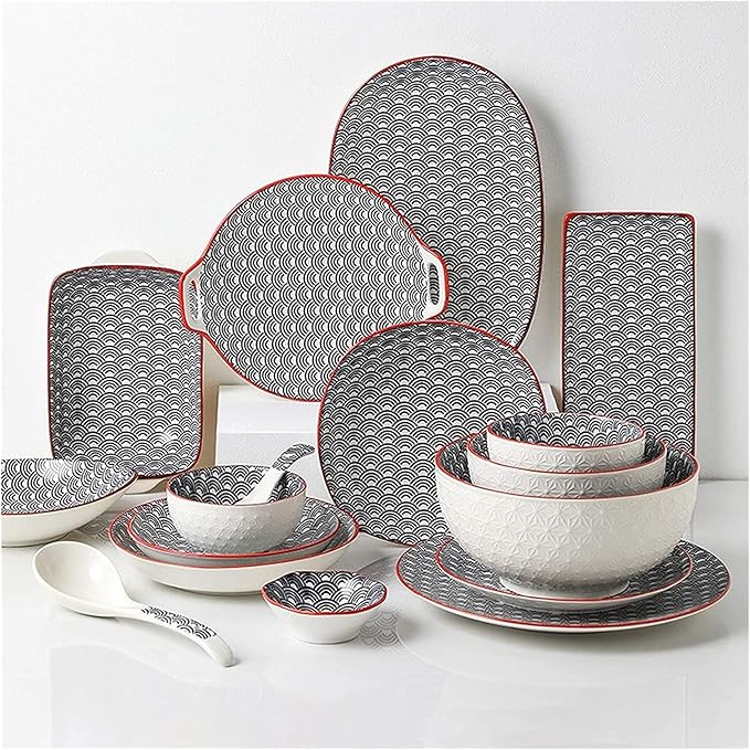 Dinnerware Sets - Luxury Gift Dishes Service Set Ceramics Dinner Sets 50 Pieces Porcelain Dinnerware Set | Cereal Bowl and Steak Plate Set for Family Gathering and Restaurant