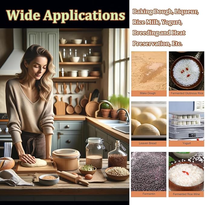 Bread Proofing Box Bread Pizza Dough Proofing Box with Lid Foldable Versatile Dough Proofer with Heater 1-24 Hours Timing Removable Stand Dough Proofer for Bread Yogurt Rice Wine Reusable So