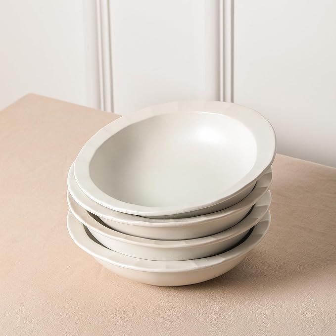Stone Lain Oasis Stoneware 24 Piece Dinnerware Set Home Kitchen Dish Set with Dinner Plates Salad Plates &amp Bowls - Service for 8 White