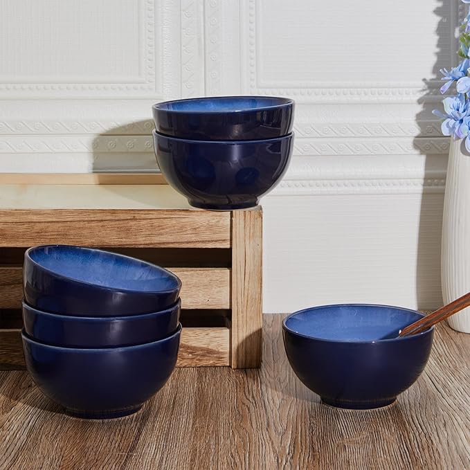 12 Piece Dinnerware Set Includes 6 Piece Cereal Bowl Set Combo Light Blue