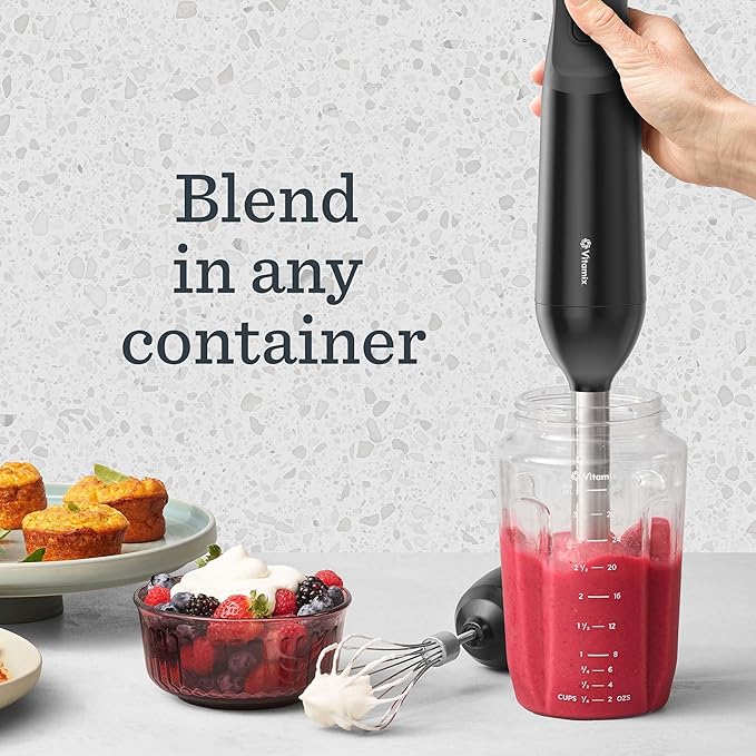 Vitamix 2-Speed Immersion Blender + Whisk Attachment Professional-Grade Hand Blender with 350-Watt Motor and Stainless-Steel Blade Black