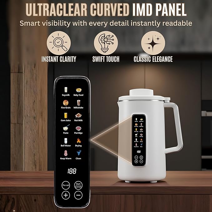 40oz Nut Milk Maker 12-in-1 Automatic Soy Milk Machine with 10 Blades &amp IMD Display Plant-Based Milk Maker for Almond Oat Soy &amp Juices Self-Cleaning Delay Start Keep Warm &amp Boil