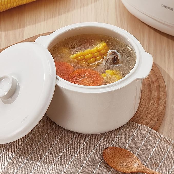 Electric Stew Pot Small Slow Cooker 1QT Smart Appointment Ceramic Interior Pot Automatic Multifunction Rice Cooker Electric Stew for Home Kitchen