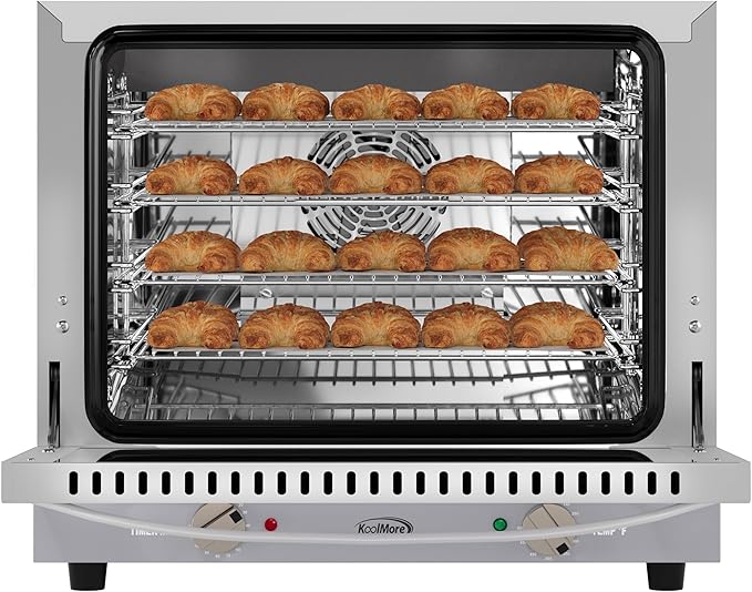 KoolMore 23 in. Countertop Convection Oven for Half-Size Pans with 4 Racks and 2800W of Power in Stainless-Steel - 208/240V 2.3 cu. ft. ETL Listed (KM-CTCO220-23)