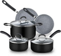 Cook N Home Pots and Pans Nonstick Kitchen Cookware Sets include Saucepan Frying Pan Stockpots 8-Piece Heavy Gauge Stay Cool Handle Marble