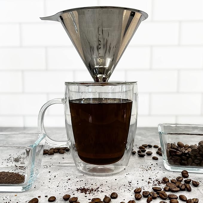 The London Sip Stainless Steel Coffee Dripper Pour Over Coffee Maker Coffee Slow Brewing Accessories for Home 1-4 Cup (Pack of 2)