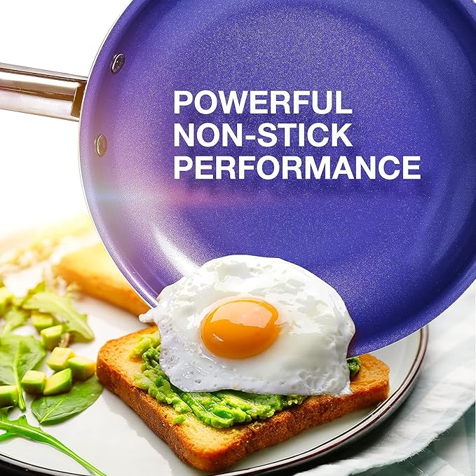 Mueller UltraClad Sapphire Pots and Pans Set Nonstick 14 Piece Induction Cookware Sets Aluminum Body Includes Non Stick Deep Frying Pan Sauce Pans for Cooking Dutch Oven and More