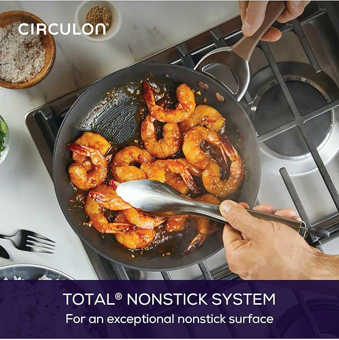 Circulon Symmetry Dishwasher Safe Hard Anodized Nonstick Cookware Pots and Pans Set 11-Piece Chocolate
