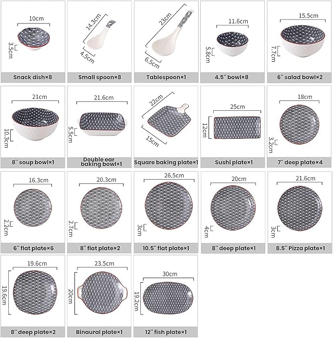 Dinnerware Sets - Luxury Gift Dishes Service Set Ceramics Dinner Sets 50 Pieces Porcelain Dinnerware Set | Cereal Bowl and Steak Plate Set for Family Gathering and Restaurant