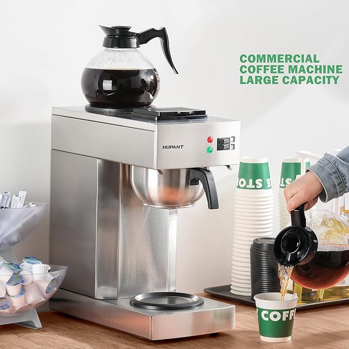 Commercial Drip Coffee maker set 1.8L/12 Cup Coffee Maker with 2 Carafes 2 Warmers &amp 2.2L Airpot Coffee Maker with 24H Insulated Thermal Carafe Stainless Steel for reasturant and Coffee Bar use