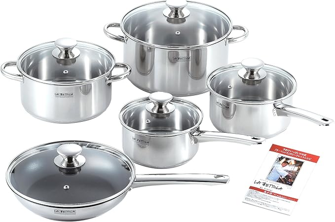 Tamahashi LB-169 Ochiai Mitsumu IH 200V Compatible Stainless Steel Pot 5-Piece Set