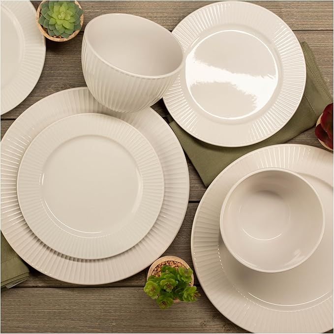 BIA Cordon Bleu Stoneware Sunray 12-Piece Dinnerware Set Cream