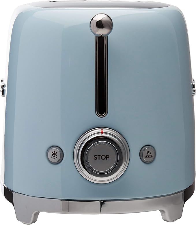 Smeg TSF01PBUS 50's Retro Style Aesthetic 2 Slice Toaster Pastel Blue (Renewed)