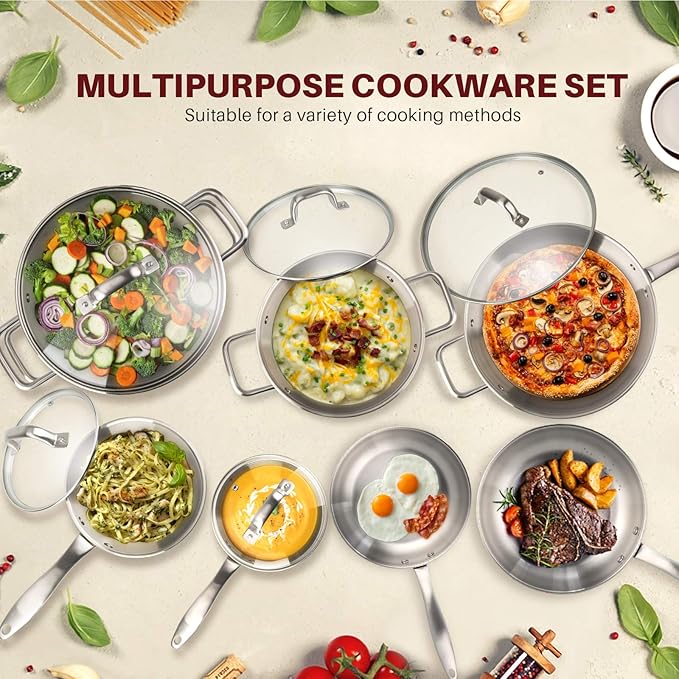 Duxtop Professional Stainless Steel Induction Cookware Set 19PC Kitchen Pots and Pans Set Heavy Bottom with Impact-bonded Technology
