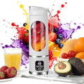 Digital Display Juicer Blender 450ML Portable Electric Personal Blender with Smart LED Screen Multi-Mode Mini Juicer Cup for Shakes Smoothies and Fruit Juicing (White)