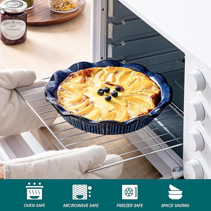 vancasso Starry 18 Pieces Dinnerware Sets for 6 Bundles 9 Inches Stern Ceramic Pie Pan for Baking