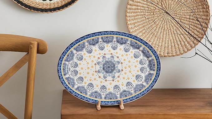 Bico Blue Talavera Ceramic 16 inch Oval Platter Microwave &amp Dishwasher Safe