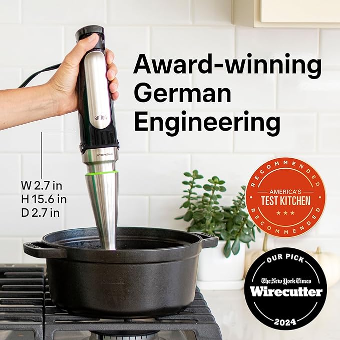 Braun MultiQuick 7 3-in-1 Immersion Blender with Food Processor – Powerful Handheld Electric Stick Blender - Emulsifier for Chopping Beating &amp Whisking - Ideal for Soup Puree Smoothies &amp Mo