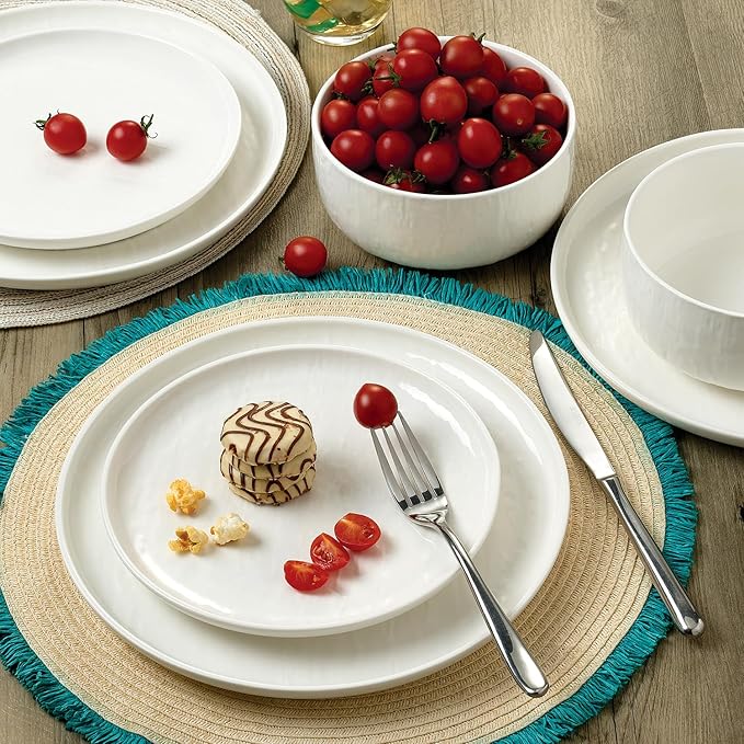 Joseph Sedgh Collection “Kai” 12-piece Stoneware Dinnerware Set with Protective Glaze Finish Service for 4 White