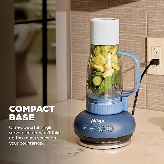 Ninja Blendboss™ | Personal Blender for Smoothies &amp Frozen Drinks | 26oz Travel Tumbler with LeakProof Lid Chug Spout &amp Detachable Straw | Auto-iQ Technology | Cyberspace | DB351CY