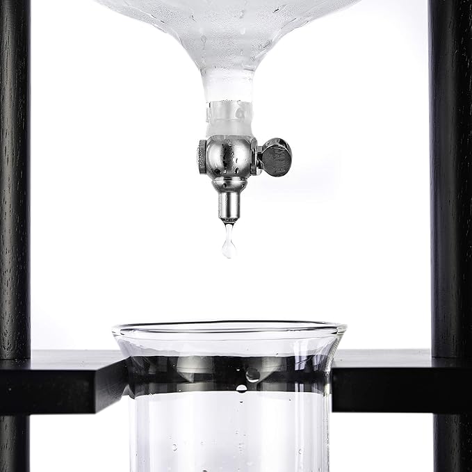 Yama Cold Brew Maker I Ice Coffee Machine With Slow Drip Technology I Makes 6-8 cups (32oz) Large Capacity Cold Brew Coffee Tower Black Wood Straight Frame