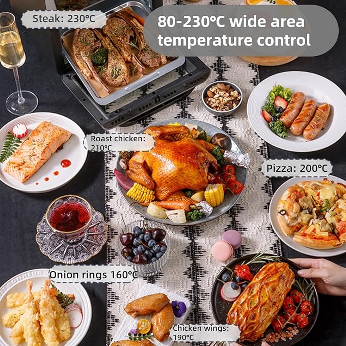 10L Large Capacity 3-in-1 Digital Air Fryer Oven Combo with Smart Touchscreen 18 Presets &amp Multi-Layer Baking Pans - Stainless Steel Countertop Convection Oven for Pizza Grilling Toasting