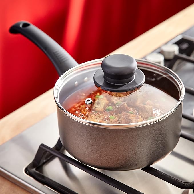 Judge Everyday 5 Piece Cookware Set Non-Stick Pot Set 5-Pieces 16cm 18cm 20cm Saucepans 20cm 24cm Frying Pans Aluminium Pots with Heat Resistant Handles Not Suitable for Induction Hobs
