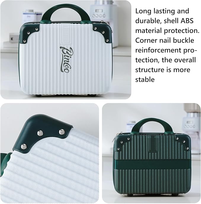 Bincoo Coffee Maker Travel Case for Barista Espresso Machine Travel Case Waterproof-Coffee Maker Storage Box with Comfortable Hand Hold Belt Suitable for Travelling Office Camping (White and green)