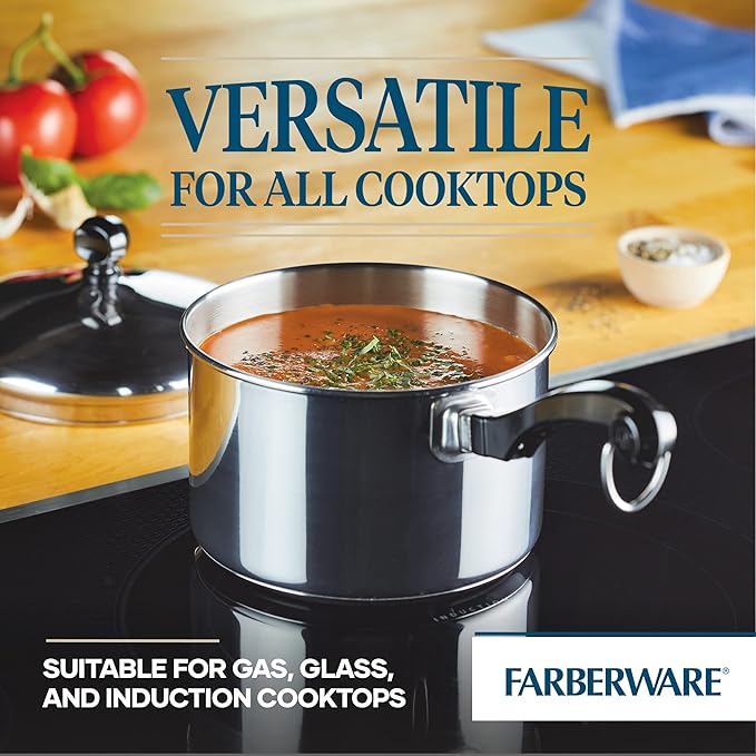 Farberware Classic Stainless Steel 2-Quart Mirror Satin Covered Saucepan Silver