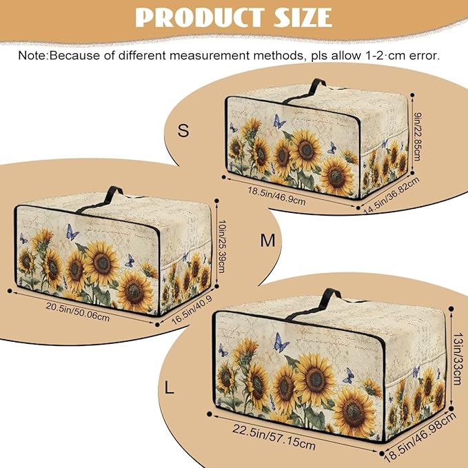 Doojoayie Butterfly &amp Sunflower Toaster Cover 8 Slice Kitchen Appliance Covers 22.5x18.5x 13 Small Appliance Dust Protector with Top Handle Belt Easy to Storange