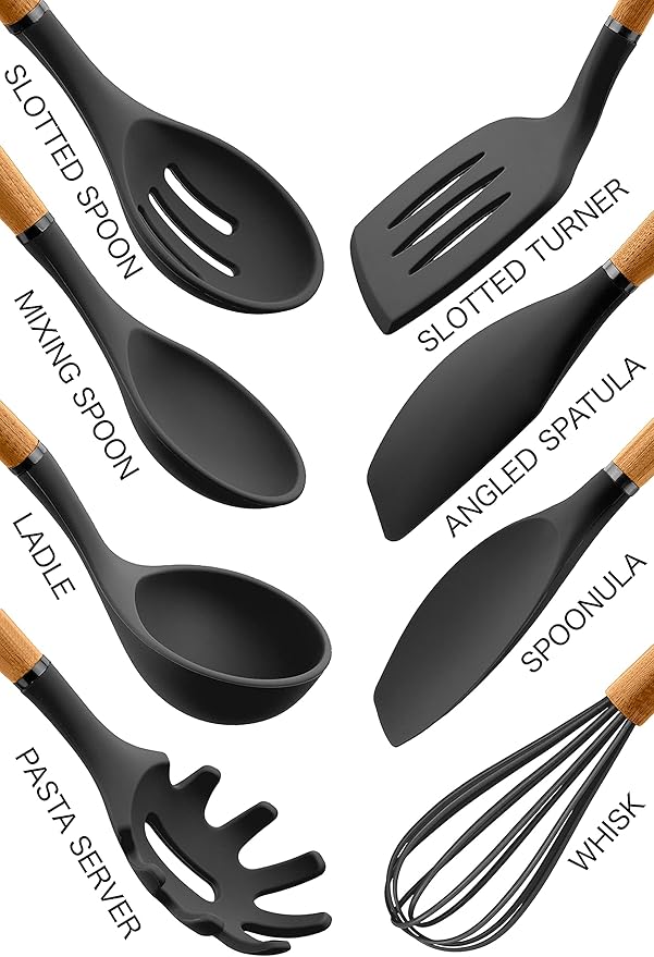 Country Kitchen Cookware Bundle- Cookware Set with Removable Hanldes and 8 Essential Kitchen Utensils for Cooking and Baking