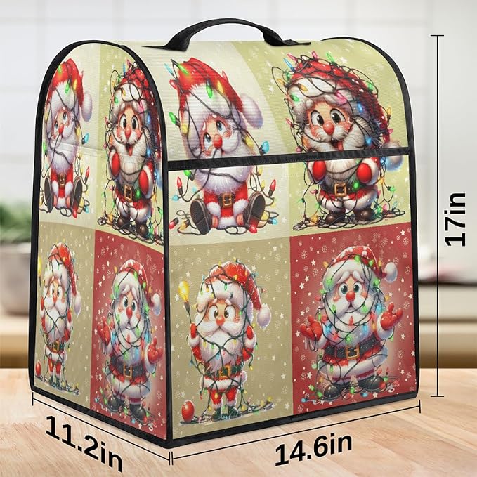 cfpolar Kitchen Aid Mixer Cover Compatible with 6-8 Quarts Christmas Cute Santa Claus Stand Mixer Cover Kitchen Aid Mixers Accessories Appliance Organizer Bag Dust Covers with Zipper Pocket