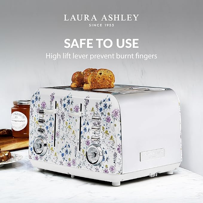 VQ Laura Ashley Stainless Steel 4 Slice Toaster Wild Meadow