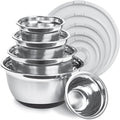 Avador Premium Stainless Steel Mixing Bowls with Lids Non-Slip Set of 5 Mixing Bowl Set with Silicone Base Space Saving Great for Cooking Baking Prepping (0.25qt 1qt 1.5qt 3qt 5qt)