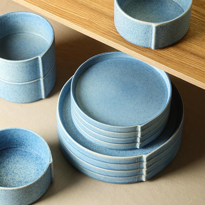 Stone Lain Bao 12-Piece Dinnerware Set Stoneware Blue