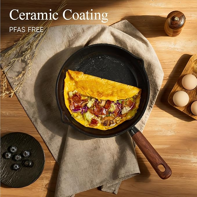 CAROTE 21pcs Cookware Set Nonstick Pots and Pans Set Ceramic Cookware Set Induction Cookware Non toxic Healthy Non Stick Kitchen Cooking Set PFAS PTFE Free Black