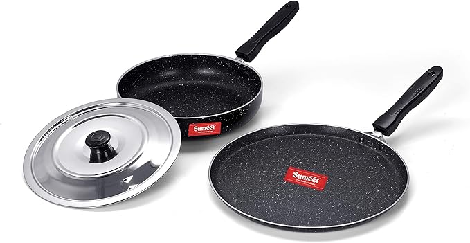 Sumeet NonStick Sparkle Induction Cookware Set of 2 Pcs (Tawa - 26.5Cm Fry Pan - 22Cm - 1.3Ltr)