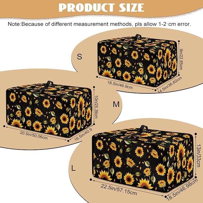 Toaster Oven Cover Heat-Resistant Dust-proof Air Fryer Protective Covers with Organizing Side Pockets to Hold Jam Spreader Knife &amp Toast Machine Tongs Sunflower Leaves