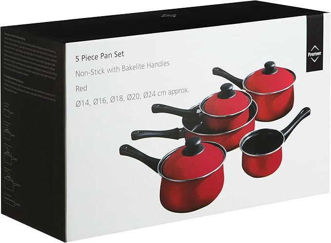 Premier Housewares Cookware Set - 5 -Piece - Red
