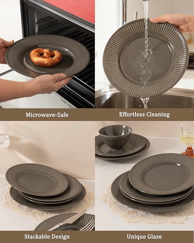 Dinnerware sets plates and bowls sets modern platesCeramic Dinnerware Sets12 Pieces Porcelain Lightweight PlatesScratch Resistant Dish Set (style - 14 4 - Set (12pcs))