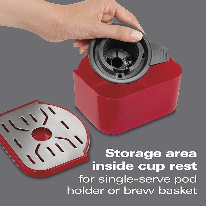 Hamilton Beach 49945 FlexBrew Single-Serve Coffee Maker Compatible with Pod Packs and Grounds 1 Cup Red