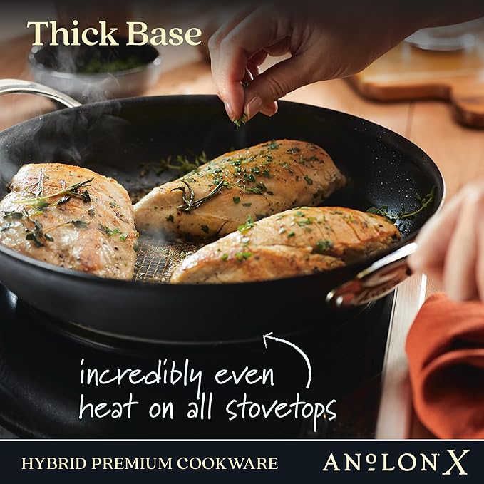 Anolon X Hybrid Nonstick Nonstick Cookware Induction Pots and Pans Set 12 Piece - Charcoal Gray