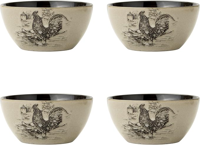 Pfaltzgraff Homespun Rooster 16-Piece Dinnerware Set Service for 4 Brown