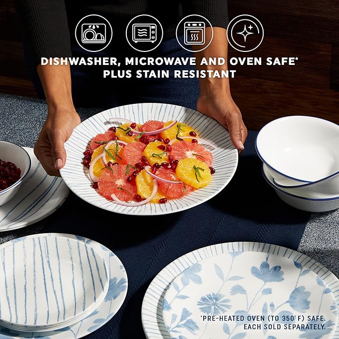 Corelle 18-Piece Dinnerware Set (Service for 6) + Corelle 6-Piece 10.25 Dinner Plates Vitrelle Triple Layer Glass Lightweight Round Plates