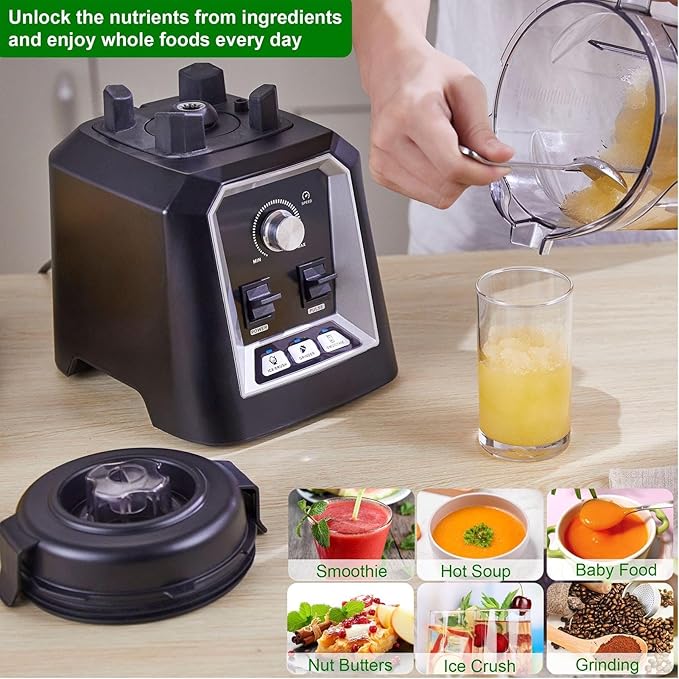 Aramox Professional Blender 3 Preset Program Infinite Speed Adjustment for Frozen Drinks Shakes for Family Meals Gatherings or Commercial Use