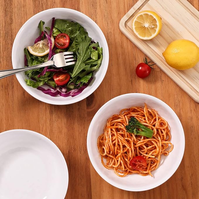 TP 18-Piece Dinnerware Set Melamine Dishes Set with Bowls and Plates Service for 6 Non-breakable Lightweight Dining Tableware White