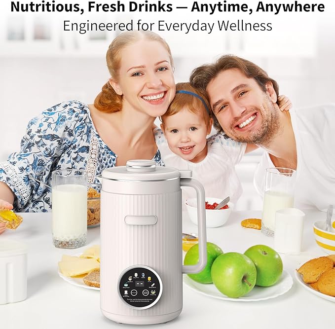 35oz Nut Milk Maker Machine: 8-in-1 Soy Milk Maker with Auto Clean &amp 20-Blade - Multi-Function Nut Milk Machine with Self-Cleaning Auto Shutoff for Vegan Drink (White)